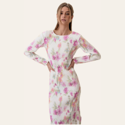 Byic Oda dress pink flower blush print - A1015