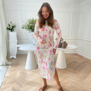 Byic Oda dress pink flower blush print - A1015