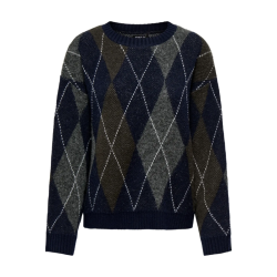 Only Rhombus argyle pullpver knt night sky - 15383804