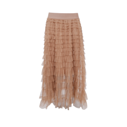 Black Colour Angelina mesh skirt latte - 40965