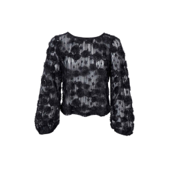 Black Colour Elloise flower patch blouse black - 41281