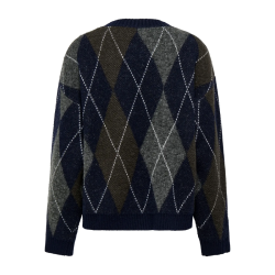 Only Rhombus argyle pullpver knt night sky - 15383804