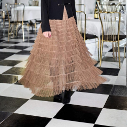 Black Colour Angelina mesh skirt latte - 40965