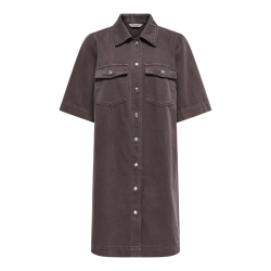 Only Belle Silla s/s button dress seal brown - 15355779