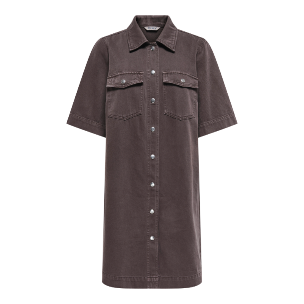 Only Belle Silla s/s button dress seal brown - 15355779