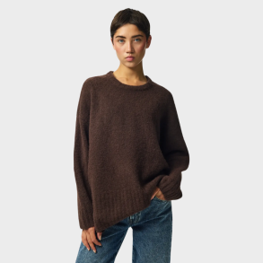 Pieces Tina ls o-neck knit hot fudge - 17166061