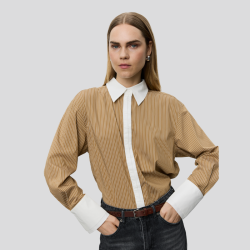 Sofie Schnoor Allisonsw Double-Cuff Shirt � Maple Brown Striped - S263455
