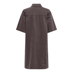 Only Belle Silla s/s button dress seal brown - 15355779