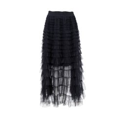 Black Colour Angelina mesh skirt black - 40965
