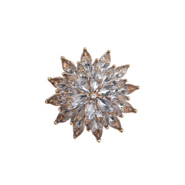 BLACK COLOUR DAISY BROOCH GOLD COLOURED - 4535