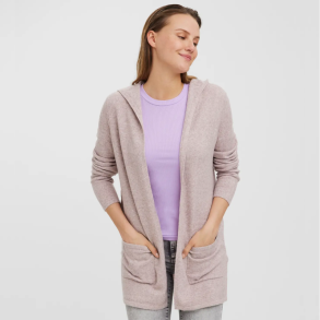 Vero Moda Doffy ls open hood cardigan woodrose melange - 10235948