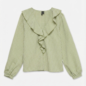 Vero Moda Dagny ls frill top snow white/pesto - 10355501