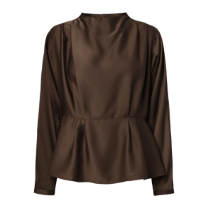 Yas Pella ls funnel neck top chocolate brown - 26041002