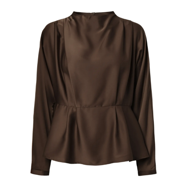 Yas Pella ls funnel neck top chocolate brown - 26041002