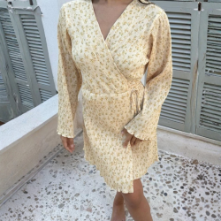 Byic Ofelia wrap dress yellow flower print - A23934