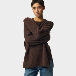 Pieces Tina ls o-neck knit hot fudge - 17166061