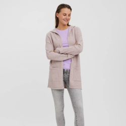 Vero Moda Doffy ls open hood cardigan woodrose melange - 10235948
