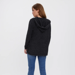 Vero Moda Doffy ls open hood cardigan black melange - 10235948
