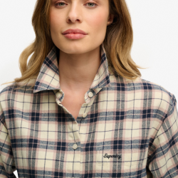 Superdry Check Flannel Relaxed Shirt Off White Mix Check - w4010547a