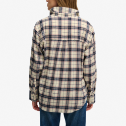 Superdry Check Flannel Relaxed Shirt Off White Mix Check - w4010547a