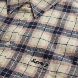 Superdry Check Flannel Relaxed Shirt Off White Mix Check - w4010547a