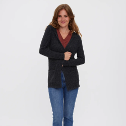 Vero Moda Doffy ls open hood cardigan black melange - 10235948