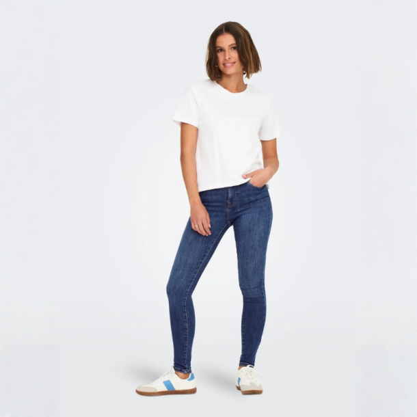 Only power mid sk pushup jeans dark blue denim 15313697