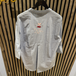 Wauw Luna cherry shirt - light blue stripe - 10219