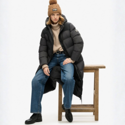 SuperDry Rip-Stop longline puffer coat black gid - w5011735a - a4O