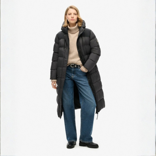 SuperDry Rip-Stop longline puffer coat black gid - w5011735a - a4O