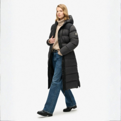 SuperDry Rip-Stop longline puffer coat black gid - w5011735a - a4O