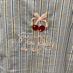 Wauw Luna cherry shirt - light blue stripe - 10219