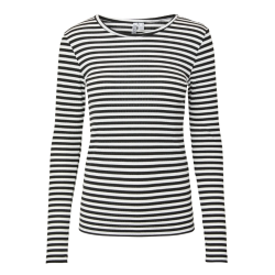 Pieces Laya ls top black/white stripes - 17112965