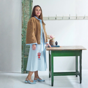 Wauw Frida fleece caramello with light blue - 10152