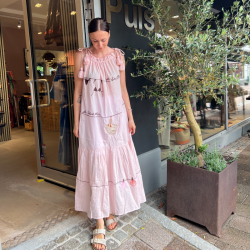 Wauw Gitte dress light pink with embroidery - 10223