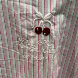 Wauw Luna cherry shirt - light pink stripe - 10219