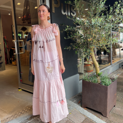Wauw Gitte dress light pink with embroidery - 10223