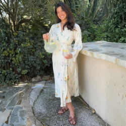  Byic Ofeliaic long wrap dress off white flower print - A23640 