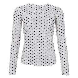 BLACK COLOUR JENNIE DOTTED MESH BLOUSE OFF WHITE - 40611