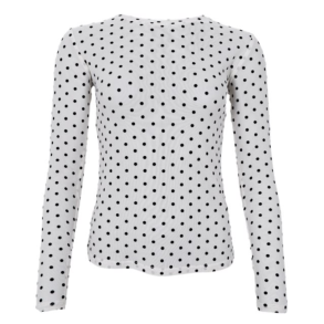 BLACK COLOUR JENNIE DOTTED MESH BLOUSE OFF WHITE - 40611