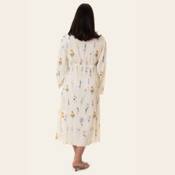  Byic Ofeliaic long wrap dress off white flower print - A23640 