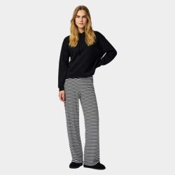 Pieces laya mw wide pants Black/white - 17162578