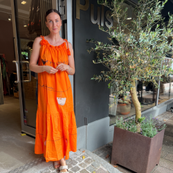 Wauw Gitte dress orange with embroidery- 10223