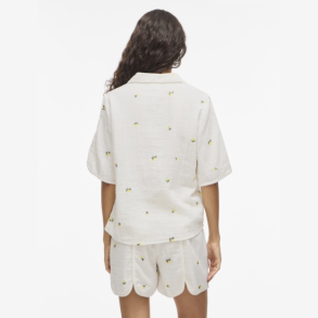Vila Brodera 2/4 lemon emb shirt snow white - 14115783
