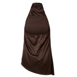 Pieces Festa Halterneck satin top hot fudge - 17168740