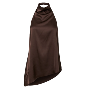 Pieces Festa Halterneck satin top hot fudge - 17168740