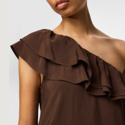 Pieces Penelope one shoulder dress chicory coffee - 17165404