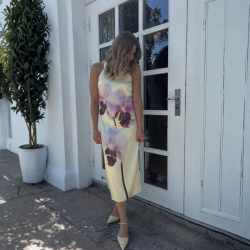 Yas Orchida satin long dress anise flower - 26039936