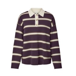 Yas Isabell ls Polo Knit Pullover � Plum Perfect W. Stripes
