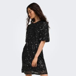 Only Cely Sequins Short Dress Black - 15384182